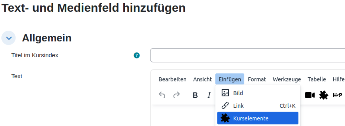 Kurselemente einfügen