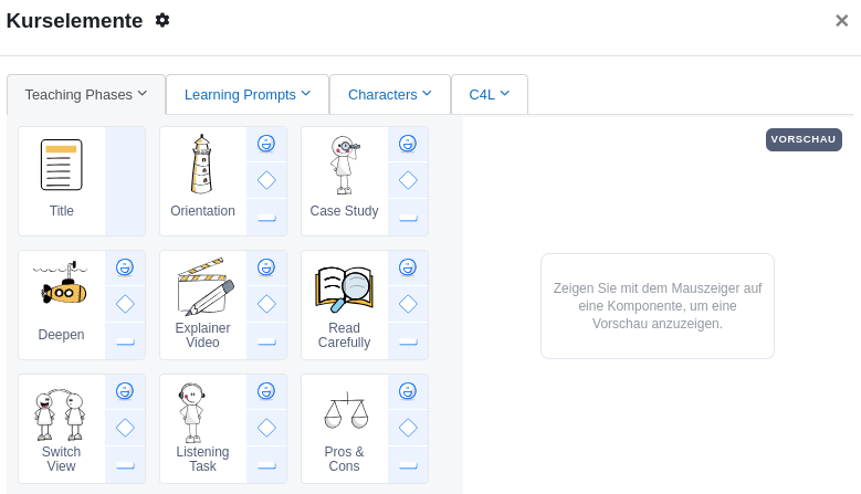 Kurselemente Übersicht